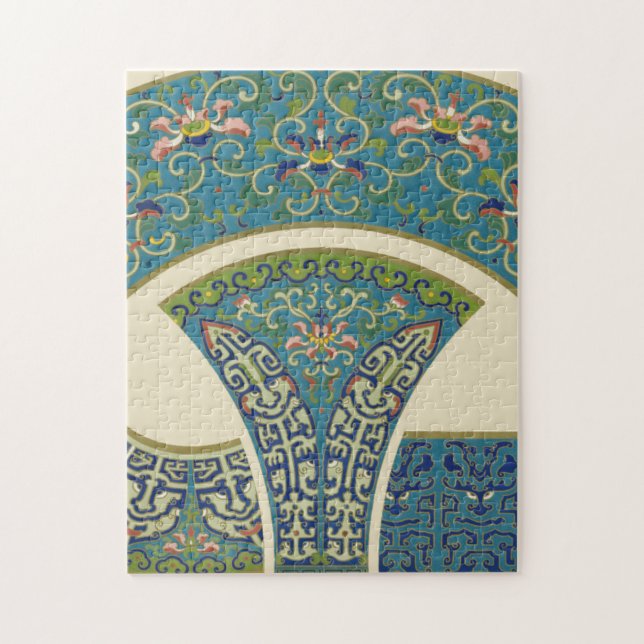 Puzzle Designs orientaux bleus avec facettes souriantes (Vertical)