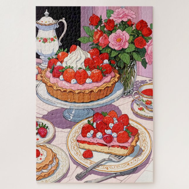 Puzzle dessert fraise (Vertical)