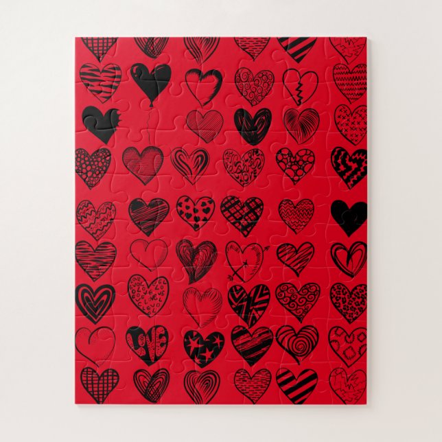 Puzzle Dessin adorable de Black Heart Scribble (Vertical)