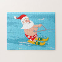 Dessin animé Santa Claus water skiing