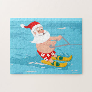 Puzzle Dessin animé Santa Claus water skiing