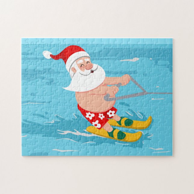Puzzle Dessin animé Santa Claus water skiing (Horizontal)