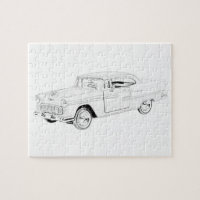 Dessin au crayon à air Chevy Bel en noir et blanc 