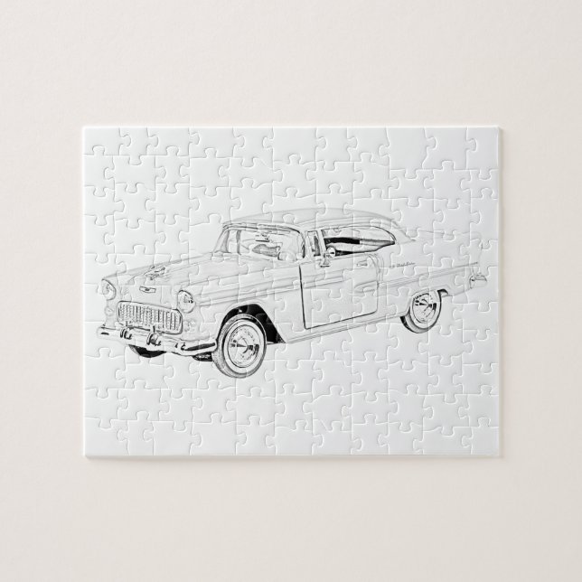 Puzzle Dessin au crayon à air Chevy Bel en noir et blanc  (Horizontal)