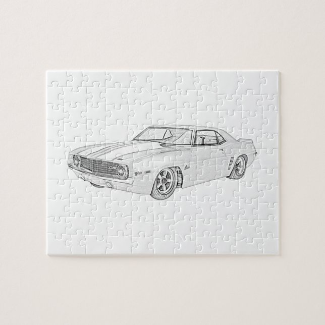 Puzzle Dessin au crayon camaro Chevy 1969 (Horizontal)