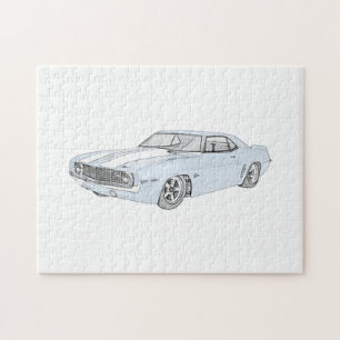 Puzzle Dessin Chevy Camaro Bleu 1969