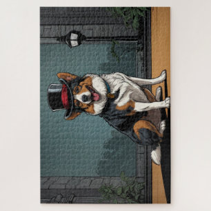 Puzzle Dessin chien berger australien dans une rue