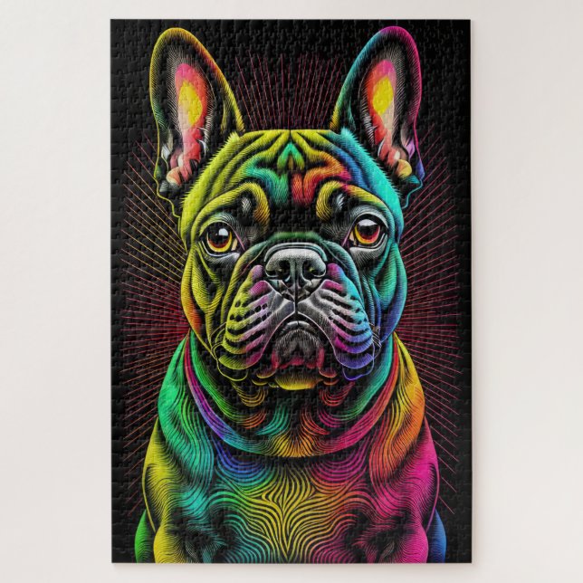Puzzle Dessin coloré Abstrait d'un Bulldog français (Vertical)