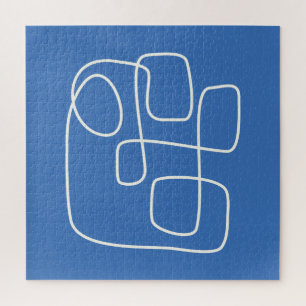 Puzzle Dessin d'art minimaliste contemporain en bleu