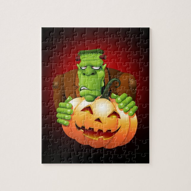 Puzzle Dessin de Frankenstein Monster avec Citrouille (Vertical)