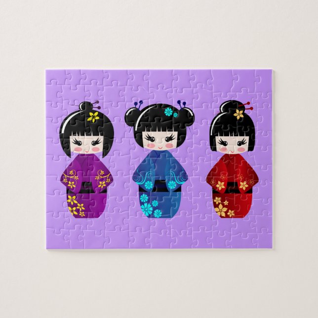 Puzzle Dessin de poupées Cute kokeshi (Horizontal)