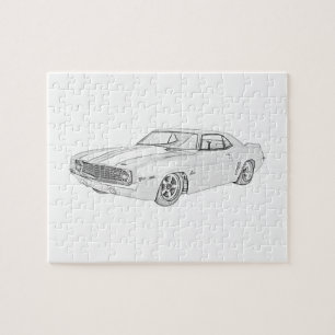 Puzzle Dessin de style crayon Chevy Camaro 1969