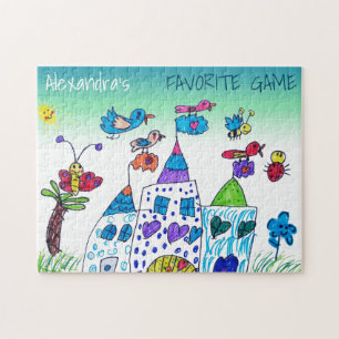 Puzzle Dessin d'enfant, jeu préféré coloré, nom
