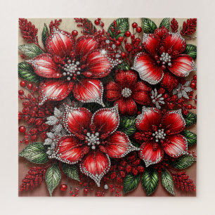 Puzzle Dessin floral orné de gemmes complexes