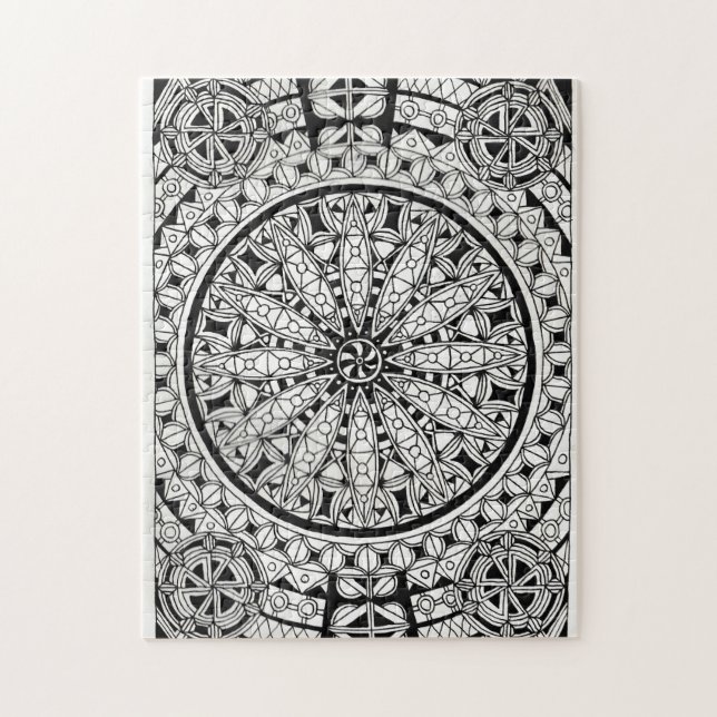 Puzzle Dessin géométrique noir et blanc (Vertical)