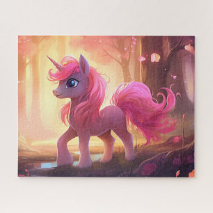 Puzzle dessin mignon licorne rose