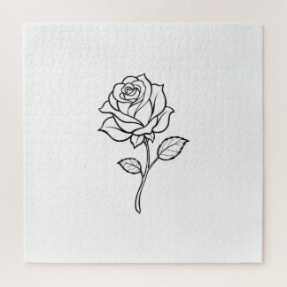 Puzzle Dessin minimaliste de rose en ligne, design floral