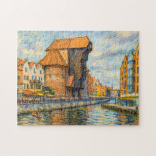 Puzzle Dessin pastel de la grue historique Danzig à da