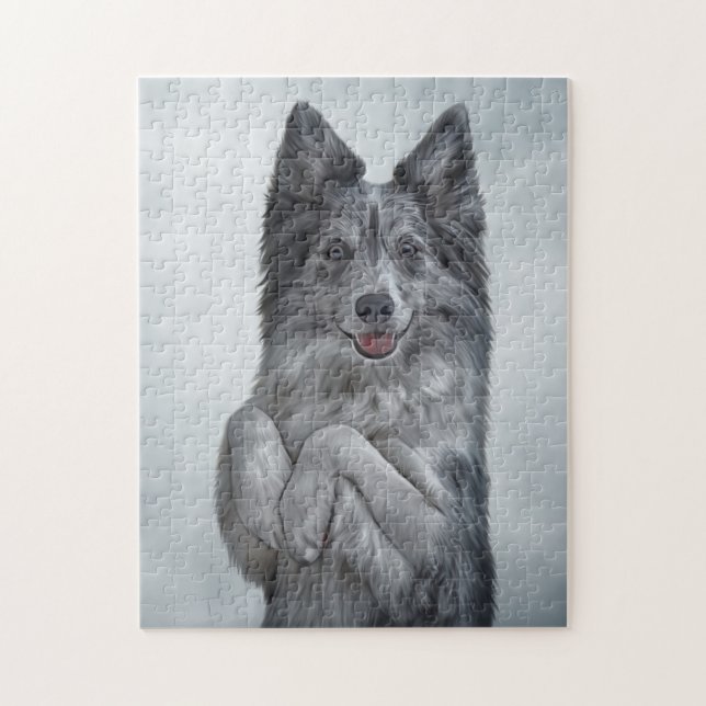 Puzzle Dessin race de chien Bordure Collie (Vertical)