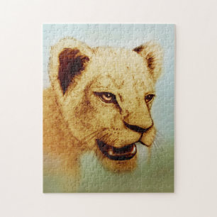 Puzzle Dessin réaliste coloré, Lion sauvage, Art animal