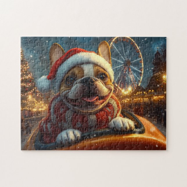 Puzzle Dessous de verre à rouleaux de chien de boîte Noël (Horizontal)