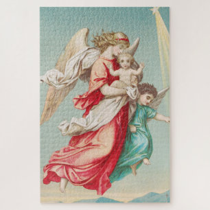Puzzle Deux anges portent un petit enfant