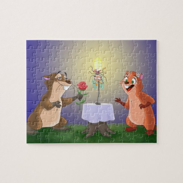 Puzzle Deux castors amoureux (Horizontal)