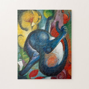 Puzzle Deux chats, bleu et jaune par Franz Marc -