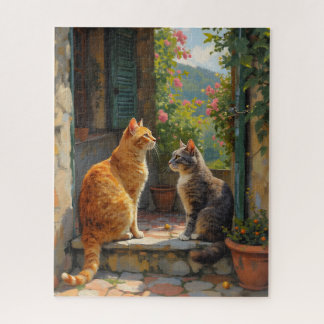 Puzzle Deux chats sur les marches