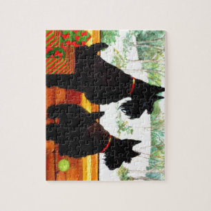 Puzzle Deux chiens de Scottie attendant le père noël