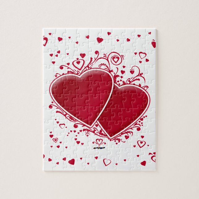 Puzzle Deux Coeurs rouges pour la Saint-Valentin (Vertical)