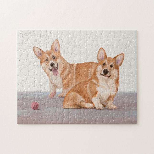 Puzzle Deux Corgis mignons (Horizontal)