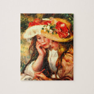 Puzzle Deux filles de lecture dans un jardin par Pierre