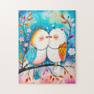 Puzzle Deux oiseaux en amour sur une branche