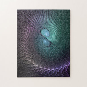 Puzzle Deux spirales colorées art fractal abstrait modern