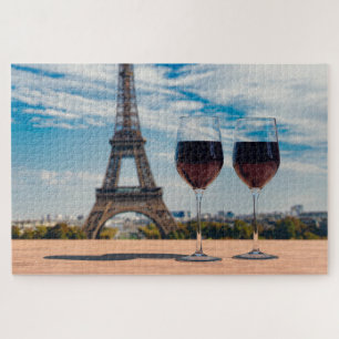Puzzle Deux verres de vin avec la tour Eiffel