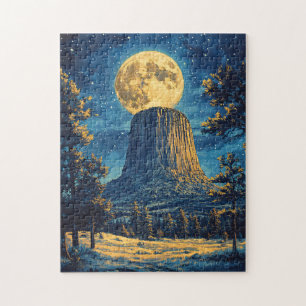 Puzzle Devils Tower Monument Nuit Vue Pittoresque Art