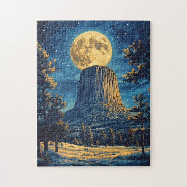 Puzzle Devils Tower Monument Nuit Vue Pittoresque Art (Vertical)