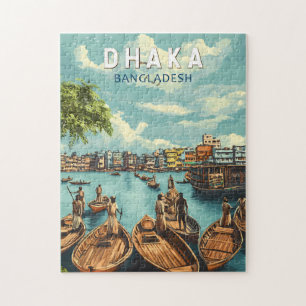 Puzzle Dhaka Bangladesh Illustration Voyage Art Vintage