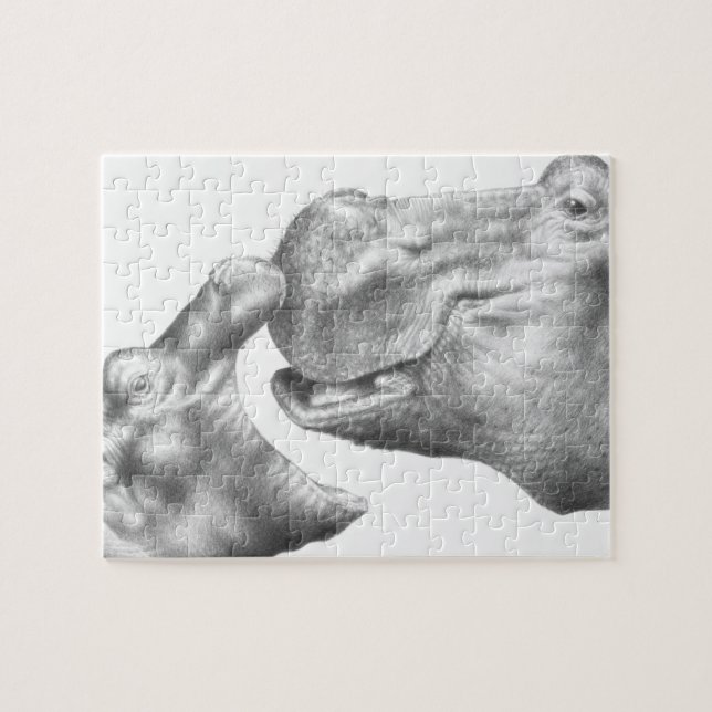Puzzle d'hippopotame et de veau (Horizontal)