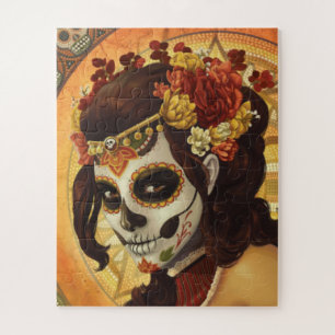Puzzle Dia De Los Muertos Throw Pillow