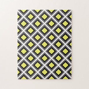 Puzzle Diamants d'ikat gris foncé, noir, jaune par STaylo
