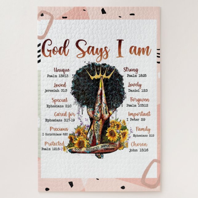 Puzzle Dieu dit que je suis Black Christian Femmes Melani (Vertical)