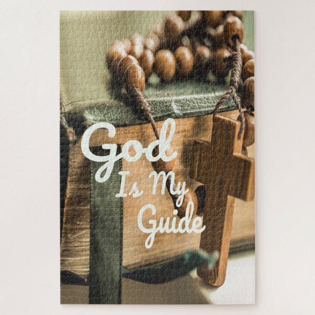 Puzzle Dieu est mon guide Bible et Croix du Rosaire (Vertical)