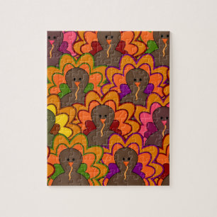 Puzzle Dindes de Thanksgiving Colorées Amusantes