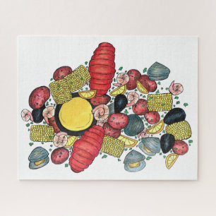Puzzle Dîner de fruits de mer au homard Clambake New Engl