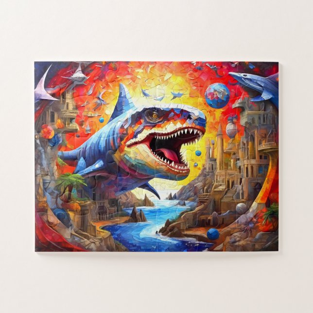 Puzzle Dinosaure coloré pour enfants (Horizontal)