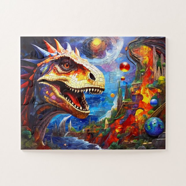 Puzzle Dinosaure coloré pour enfants (Horizontal)