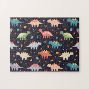 Puzzle Dinosaure mignon, Motif Dinosaure couleur marine