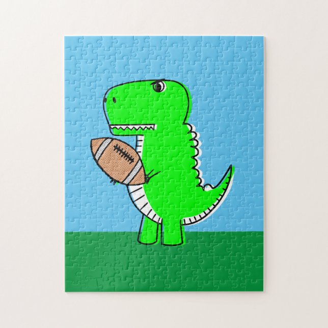 Puzzle Dinosaure Vert Aime Le Football (Vertical)